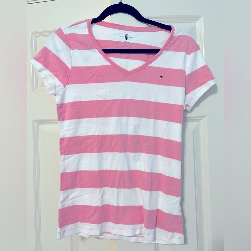Tommy Hilfiger cotton t shirt in pink white stripe